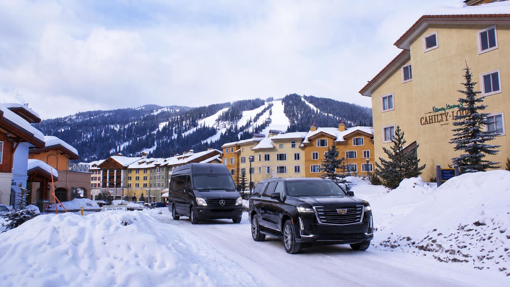 Luxury car service & private shuttle transfer from Vancouver to Sun Peaks Resort with professional chauffeur.